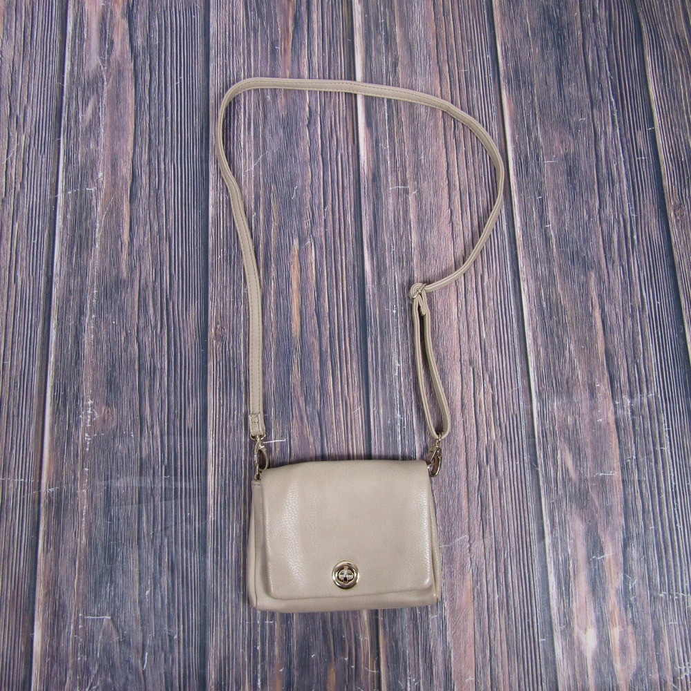 Charming Charlie Crossbody‎ Purse Bag Beige Faux Leather